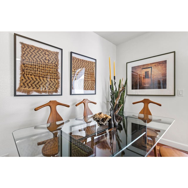 Made in the Congo by the Kuba people (who are famous for their beautiful textiles), circa 1920s Newly framed in a clean...