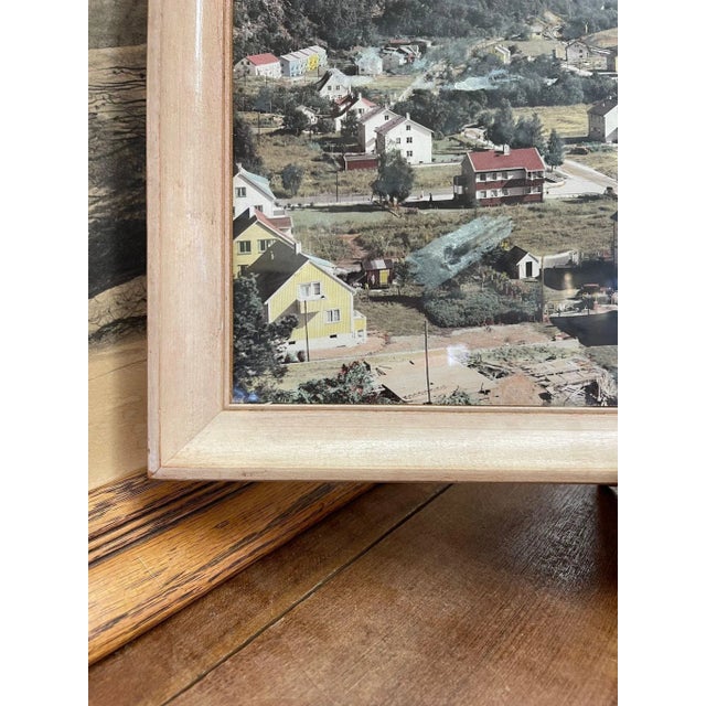 Vintage Framed Original Tinted Photograph of Mountain Side Cityscape. For Sale In Seattle - Image 6 of 8