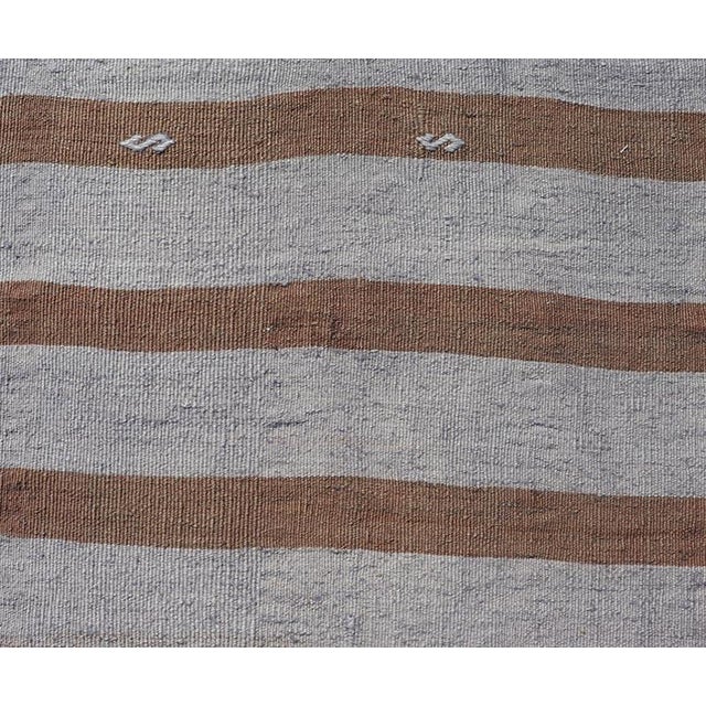 Textile Turkish Vintage Kilim Runner in Gray and Brown Stripes 2’6 X 8’4 For Sale - Image 7 of 10