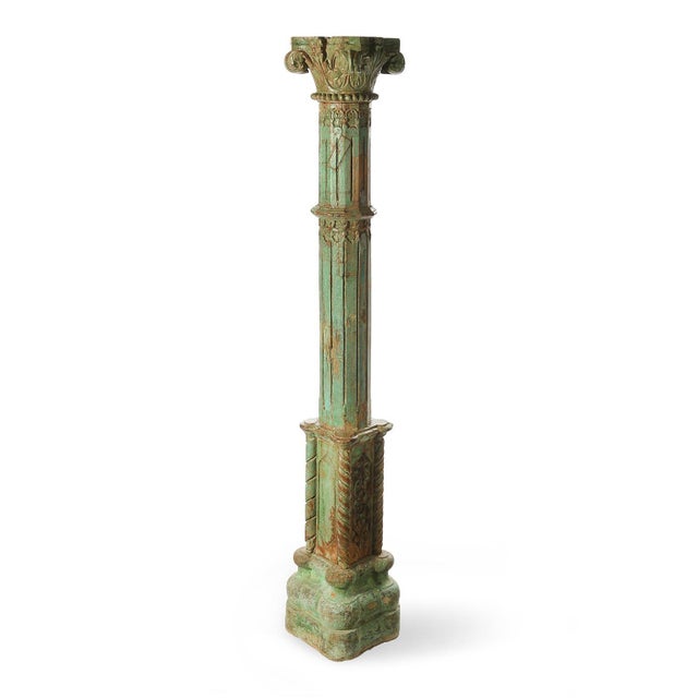 Stone Column and Carved and Patinated Wood For Sale - Image 8 of 8