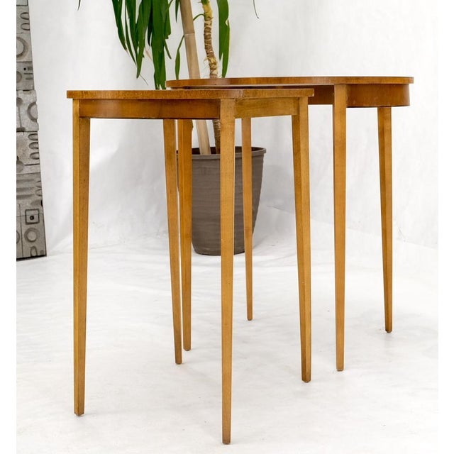 Mid 20th Century Set of Burl Wood Oval Nesting Tables by Baker For Sale - Image 10 of 15