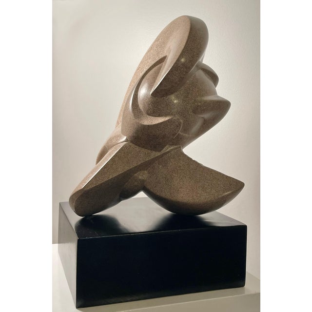 Abstract Stone Sculpture of Seashell Original One of a Kind Handcarved Limestone For Sale - Image 3 of 5