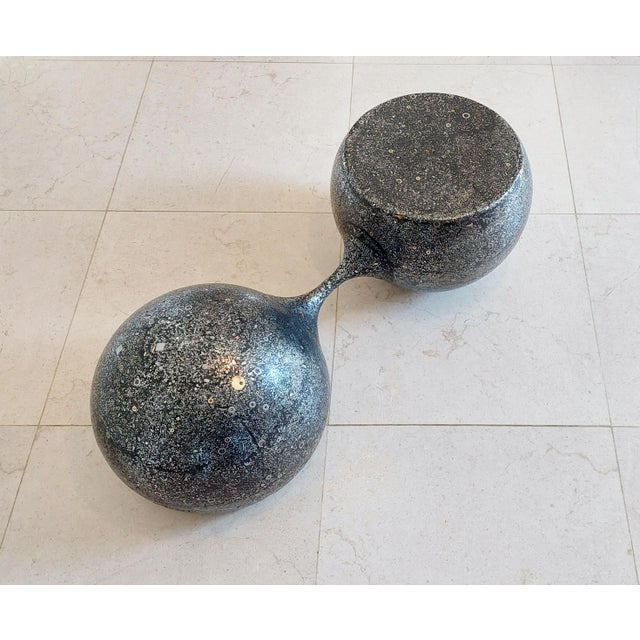 “DUMBELL 42” functional sculpture Two metal spheres seemingly flow like mercury into each other Molded from a self...