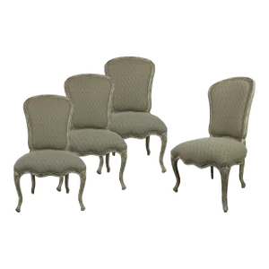 Four Louis XV Style Neoclassical Upholstered Dining Chairs