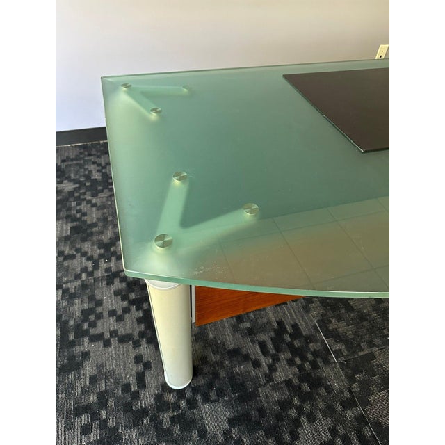 Executive Glass Top Desk With Privacy Panel For Sale - Image 4 of 6