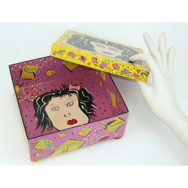 Artist Made Hand Painted Post Modern Box For Sale - Image 13 of 13