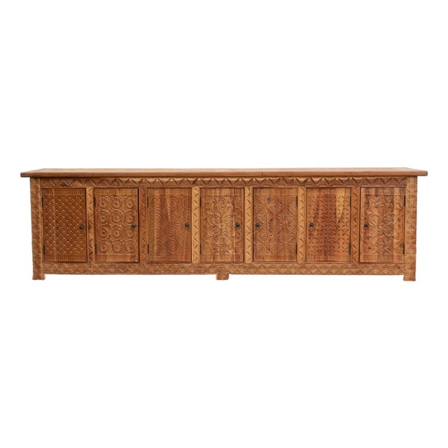 120" Long Coromandel Coast Carved Sideboard For Sale