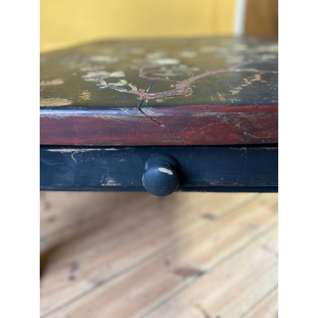 Large Vintage Coffee Table with Painted Chinoiserie For Sale - Image 9 of 13