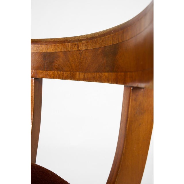 Italian Curved Back Chair in Walnut with Red Velvet Seat, Early 20th Century For Sale - Image 4 of 18