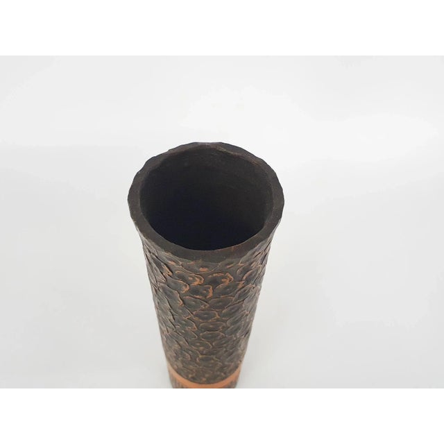 Heavy Bronze Vase with Copper Details For Sale - Image 9 of 10