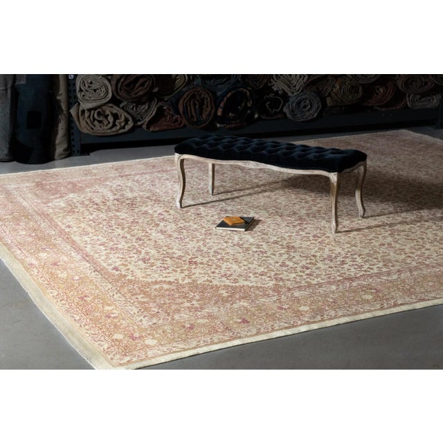 Contemporary 1890s Antique Amritsar Wool Large Botanical Allover Design Hand-Knotted Rug - 12’ X 14’ For Sale - Image 3 of 9