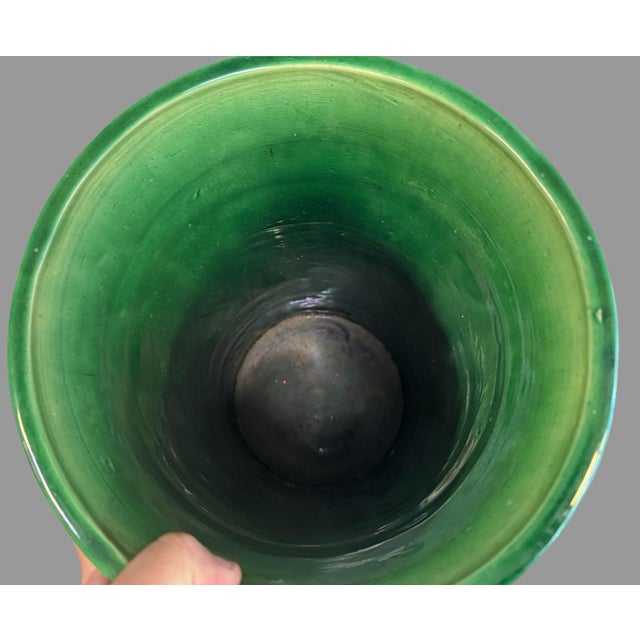 Mid 20th Century Mid 20th Century Blended Majolica Multi Colored Drip Glazed Art Pottery 21.5" Umbrella Stand For Sale - Image 5 of 10