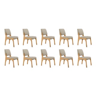 Arches II Dining Chairs in Oak and Bouclé from Insidherland, Set of 10 For Sale