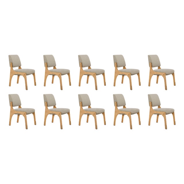 Arches II Dining Chairs in Oak and Bouclé from Insidherland, Set of 10 For Sale