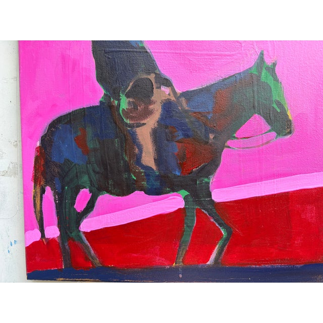 That Ole Pink Stripe Cowpoke Acrylic Painting by Joseph Christy For Sale - Image 4 of 7