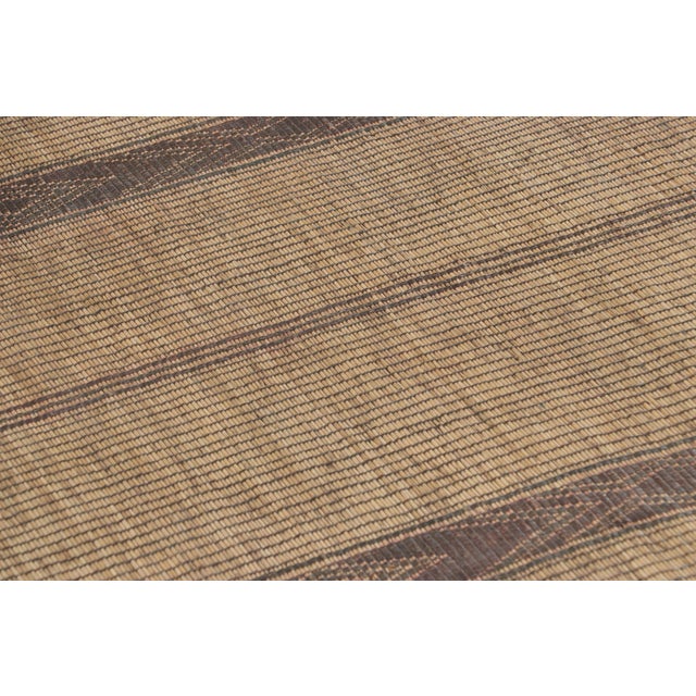 1950s Vintage Tuareg Mat Runner in Brown and Beige With Vertical Geometric Patterns For Sale - Image 5 of 7