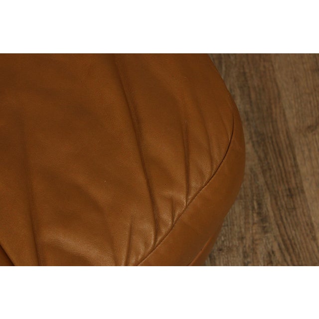 Classic Leather Brown Leather Ottoman For Sale - Image 4 of 12