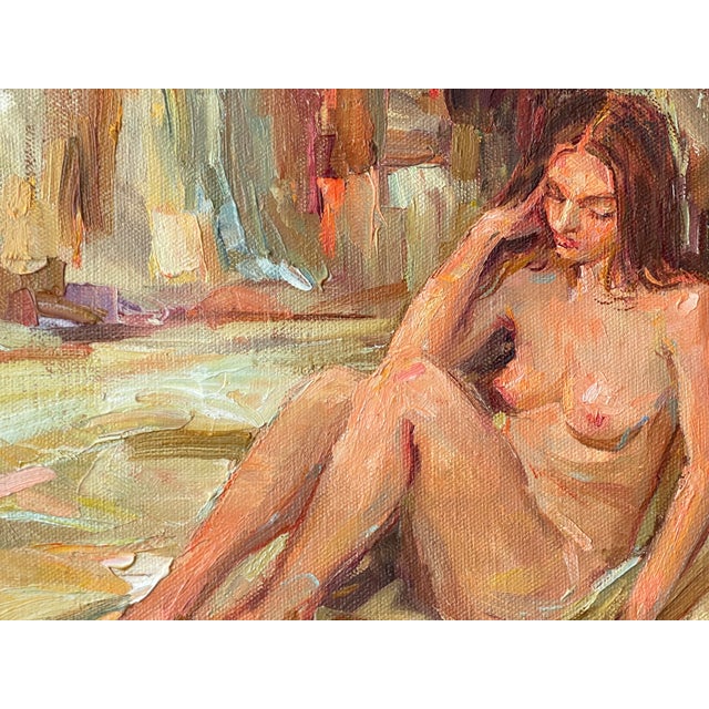 Vintage Nude Oil Painting in Dappled Impasto Framed For Sale In New York - Image 6 of 12
