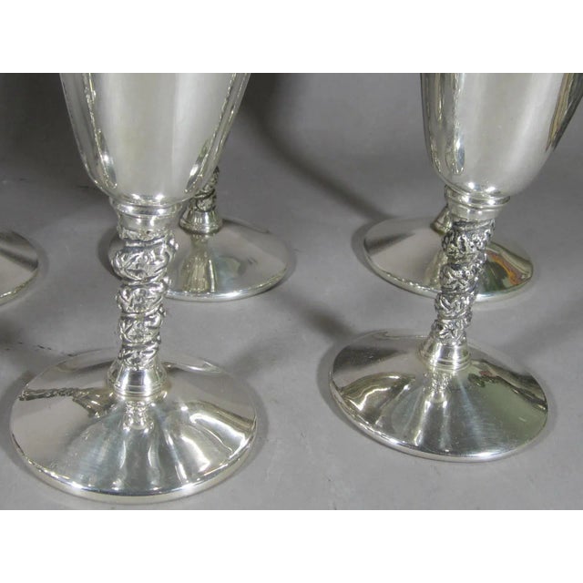 American 1960s Silver Plated Goblets With Twist Stems- Set of 8 For Sale - Image 3 of 8