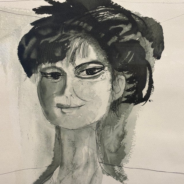 Bruno Cassinari, A Woman's Face, 1961, Watercolor Painting For Sale - Image 3 of 12