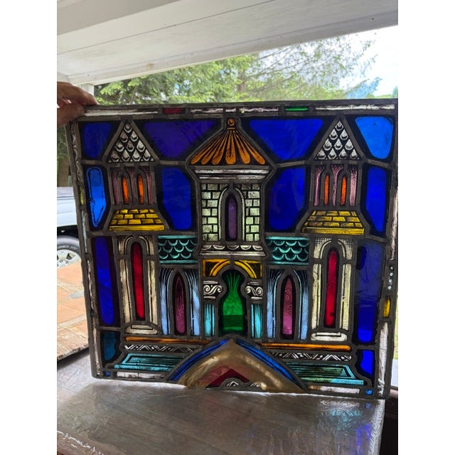 Traditional Two Vintage Matching Stained Glass Windows From a Church in Manhattan For Sale - Image 3 of 4