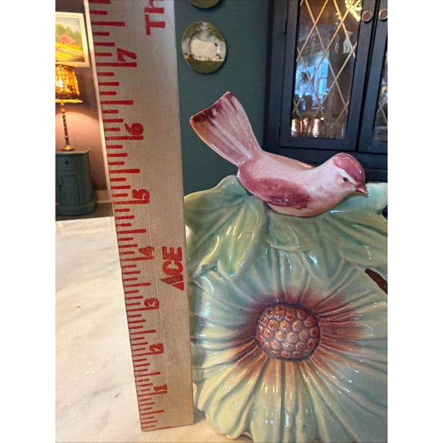 Vintage McCoy Pottery Wall Pocket Pink Bird on Blue Flower For Sale - Image 4 of 5
