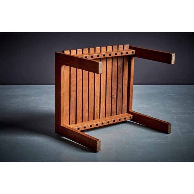 Oak Stools attributed to Genevieve Dangles, France, 1950s, Set of 3 For Sale - Image 9 of 13
