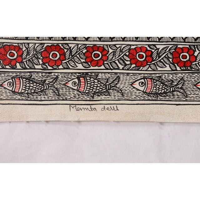 Folk Art Mamta Devi Signed Original Hand-Painted Madhubani Tree of Life Painting – National Award-Winning Artist For Sale - Image 3 of 4