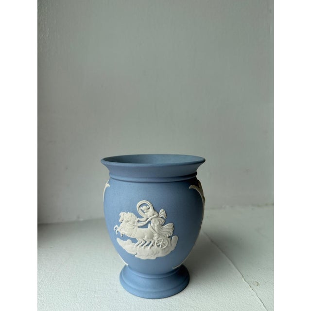 Mid 20th Century Vintage Wedgwood Pale Blue Jasperware Posey Pot Vase For Sale - Image 5 of 9