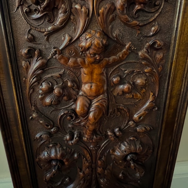 Antique Renaissance Revival Walnut Carved Cherub Wall Panel, 1800s For Sale - Image 9 of 15