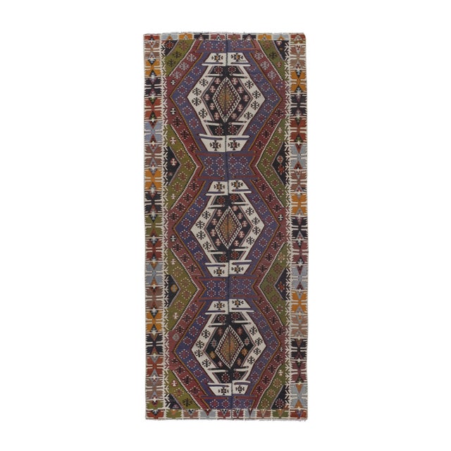 Vintage Pastel Geometric Kilim Rug 4'11'' X 11'11'' For Sale - Image 13 of 13