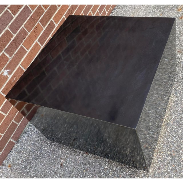 Contemporary 1970s Square Post Modern Black Laminate Lacquer Style With Gold Laminate Plinth For Sale - Image 3 of 9