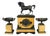Charles X Style Mantelpiece Set with Horse Clock and Casseroles, 1830, Set of 3 For Sale