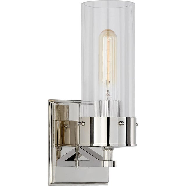 Marais Medium Bath Sconce in Polished Nickel with Clear Glass Designer: Thomas O'Brien Height: 11.25" Extension: 6.5"...