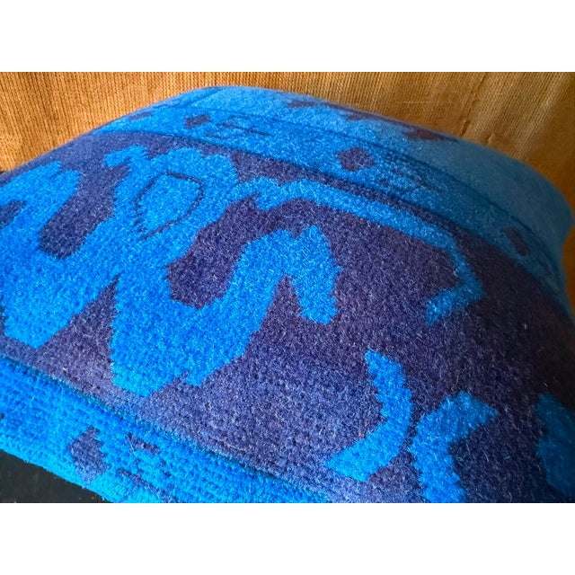 Navy Blue Vintage Turkish Wool Emblem Pillow For Sale - Image 8 of 12