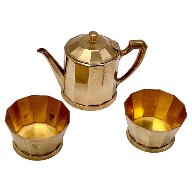 Art Deco France Oreum Coffee and Sugar Pot, 1940s, Set of 3 For Sale