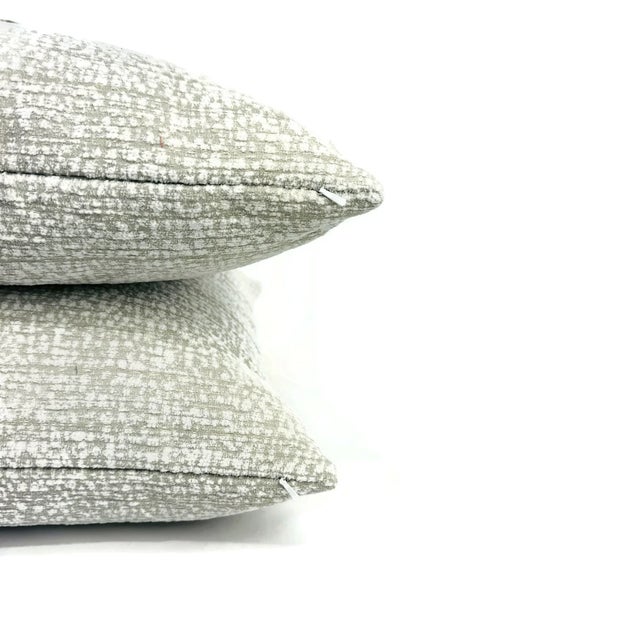 Perennials Rock Steady in White Sands Pillow Cover - Euro Sham - Gray and White Textured Speckle Outdoor Cushion Cover For Sale - Image 4 of 6