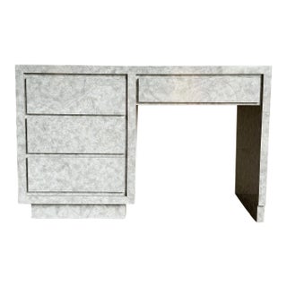 Postmodern Gray Faux Stone Laminate Writing Desk - 4 Drawers For Sale
