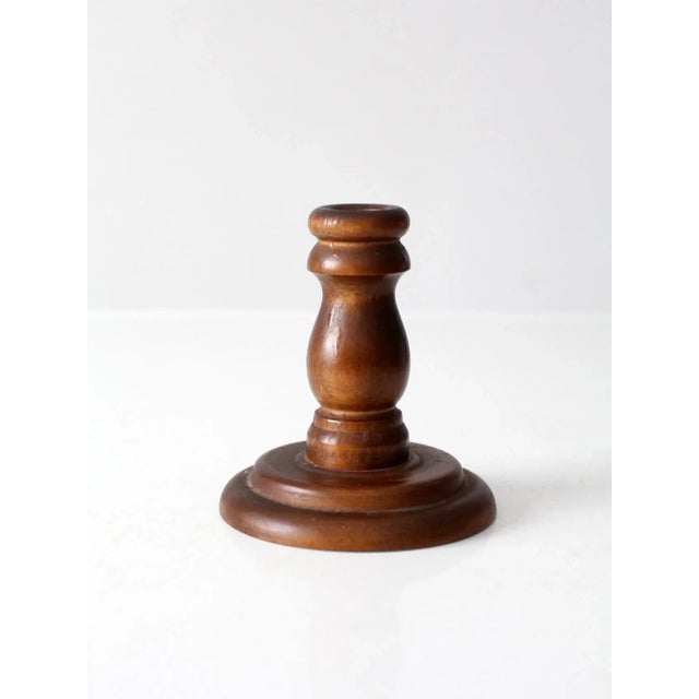 Brown Vintage Wooden Candlestick Holder For Sale - Image 8 of 9