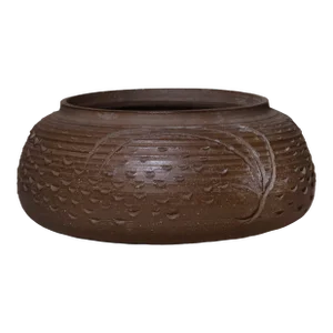 Vintage Textured Brown Earthenware Bowl