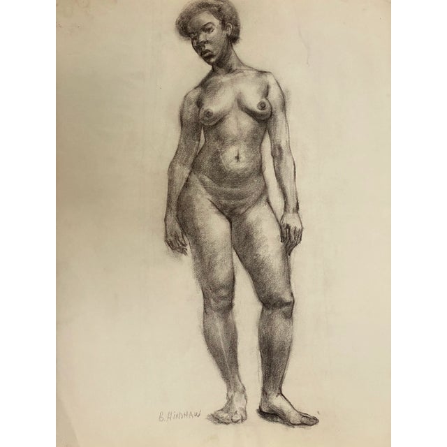 Figurative Vintage Nude Pencil Drawing of a Black Female 1940s For Sale - Image 3 of 7