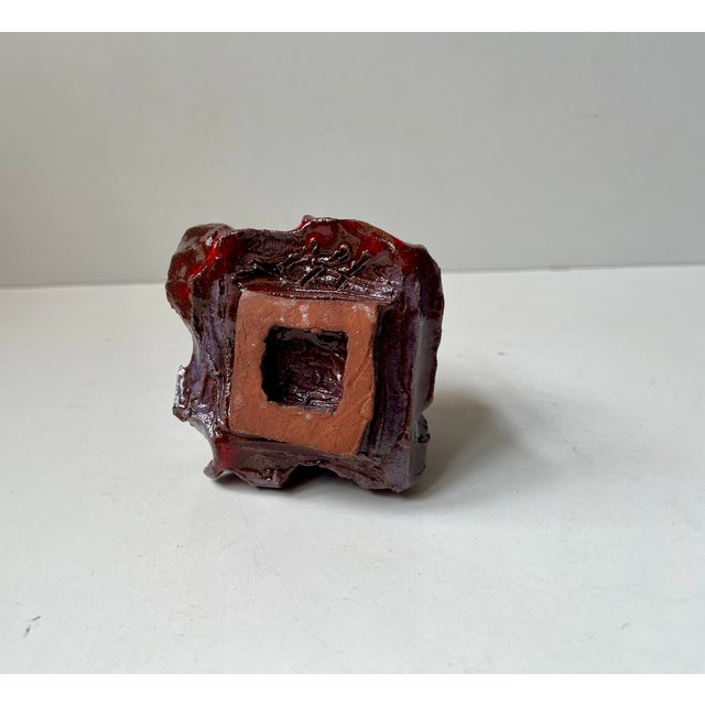Red Icelandic Brutalist Vase with Volcanic Blood Glaze, 1970s For Sale - Image 8 of 9
