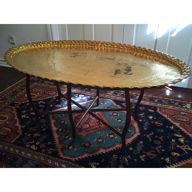 Large Oval MCM Brass Tray Coffee Table Chairish