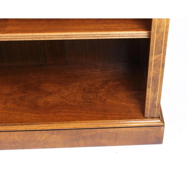 Vintage Sheraton Burr Walnut Low Open Bookcases, Set of 2 For Sale - Image 6 of 16