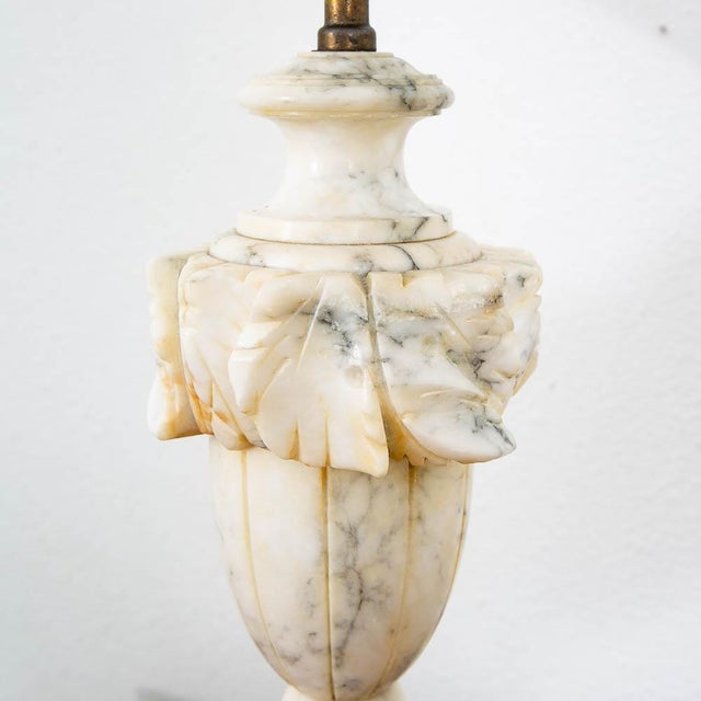 1960s Mid Century Modern Table Lamp Set Pair Italian Alabaster Marble White Working For Sale - Image 5 of 10