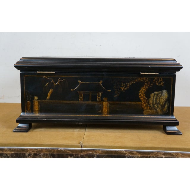 Late 20th Century Maitland - Smith Chinese Chinoiserie Lacquered Silverware Flatware Chest Box For Sale - Image 5 of 11