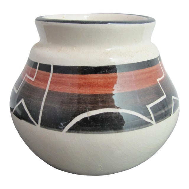 .Glazed Native American Pottery Vase With Geometric Design Chairish