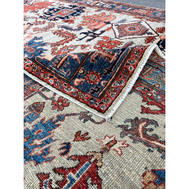 Serapi Rug 5′1×8′4” Gray Wool Tribal Hand-Knotted Oriental Rug For Sale - Image 6 of 12