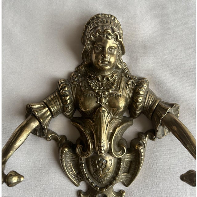 Victorian Victorian Brass Casting Figural Wall Mount Towel Bar For Sale - Image 3 of 14