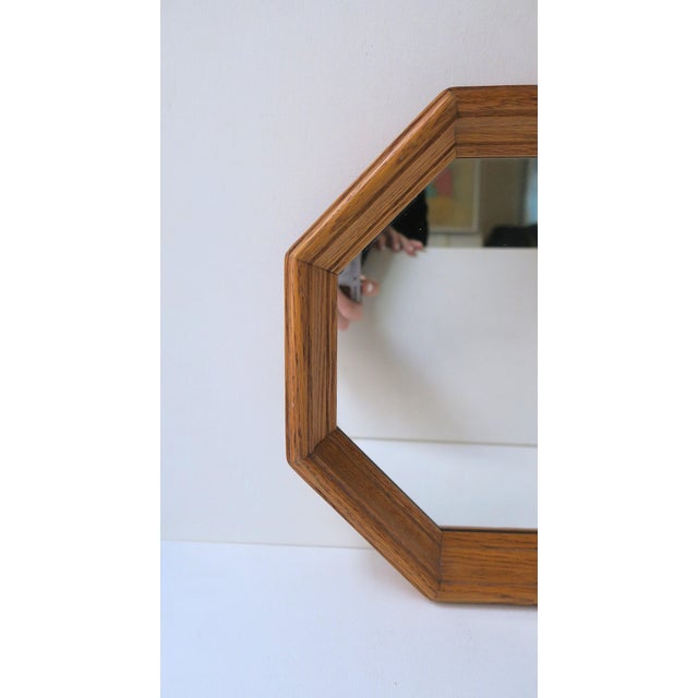 Late 20th Century Octagonal Mirror Oak Wood, Circa Late-20th Century For Sale - Image 5 of 10